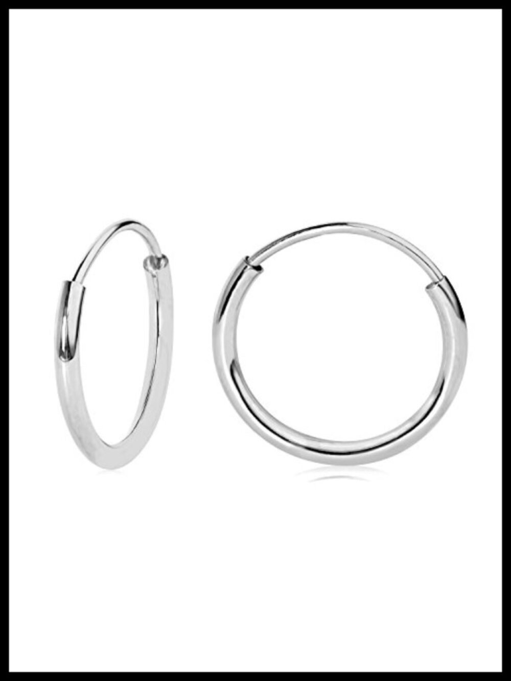 14k Gold Lightweight Endless Hoop Earrings Thin 10mm Cartilage Helix Tragus